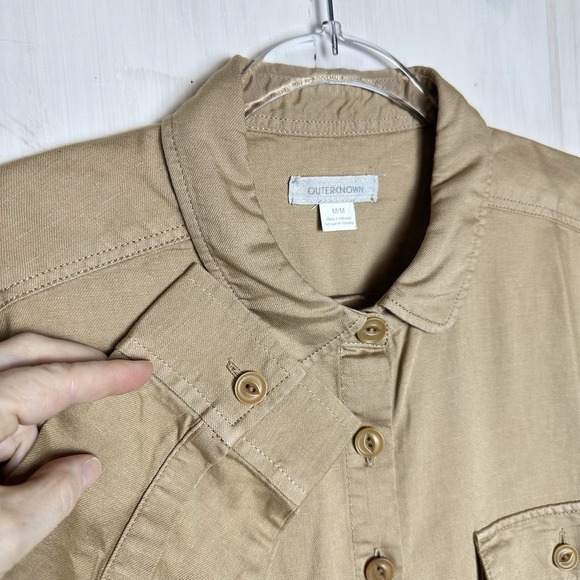 Outerknown S.E.A. Suit Women's Button Front Jumpsuit Linen Blend Sz M Tan NWOT - Picture 7 of 11